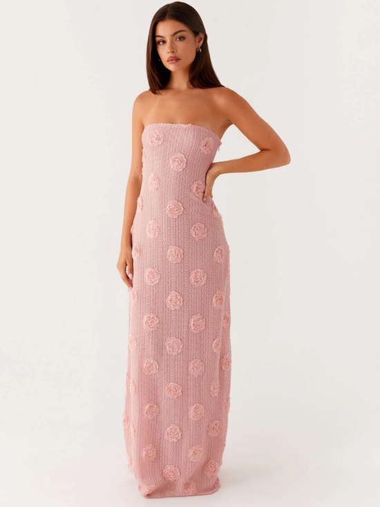 Peppermayo Dresses & Skirts - PEPPERMAYO Blush Pink Strapless Floral Knit Maxi Dress